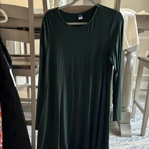 Old Navy Forest Green Long Sleeve Swing Dress